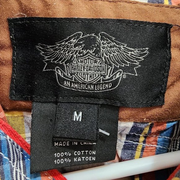 RARE Harley Davidson Colorful Striped Plaid Long Sleeve Button Up Shirt Size M - Picture 3 of 14